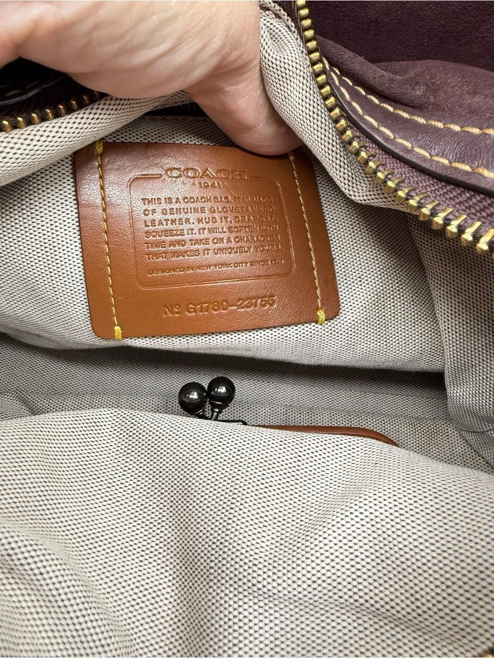 Coach Rogue 31 Grey Pebbled Leather with Maroon Side Panels. Model 23755
